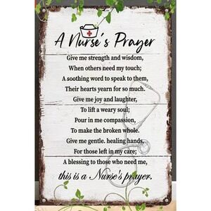 Nurse's Prayer Tin Metal Signs Home Décor 8x12 Graduation Gift Nurses Day New